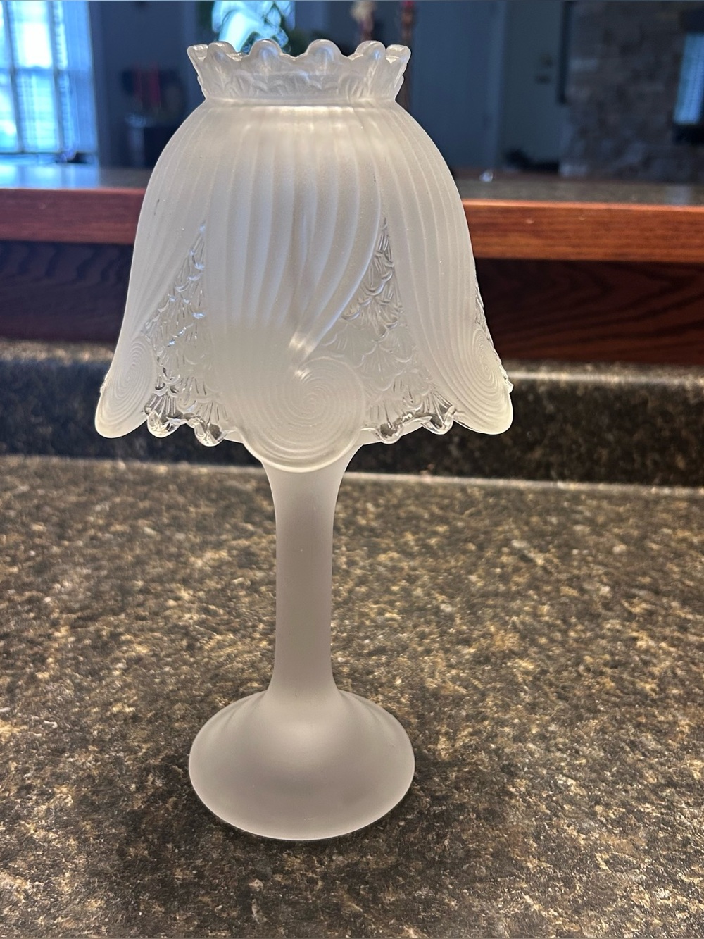 PartyLite Vintage Fairy Light Lamp Frosted Clairmont Candle Holder 10” Height